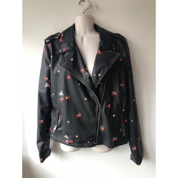 Who What Wear Jackets & Blazers - ✨ Target Black Faux Leather Floral Jacket